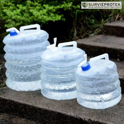 BIVOUAK™ Jerricane d'eau Pliable 5, 10, 15 Litres de Camping survieprotek
