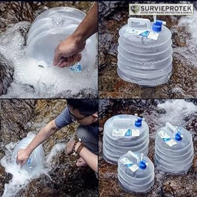 BIVOUAK™ Jerricane d'eau Pliable 5, 10, 15 Litres de Camping survieprotek
