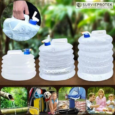 BIVOUAK™ Jerricane d'eau Pliable 5, 10, 15 Litres de Camping survieprotek