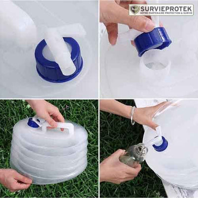 BIVOUAK™ Jerricane d'eau Pliable 5, 10, 15 Litres de Camping survieprotek