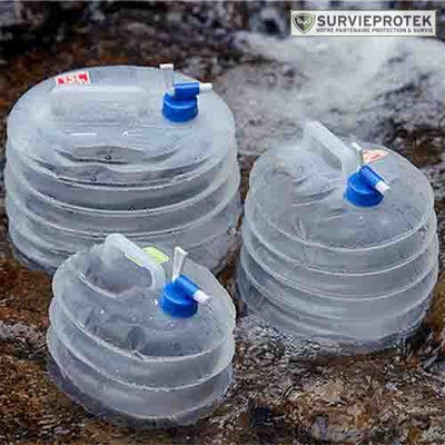 BIVOUAK™ Jerricane d'eau Pliable 5, 10, 15 Litres de Camping survieprotek