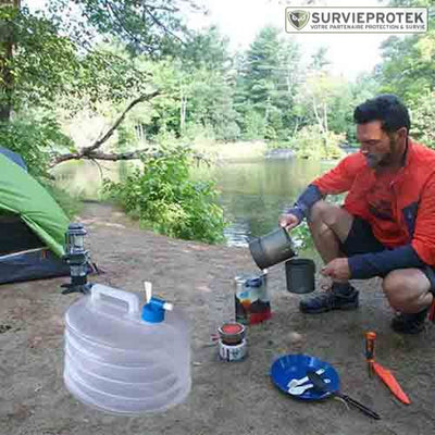 BIVOUAK™ Jerricane d'eau Pliable 5, 10, 15 Litres de Camping survieprotek