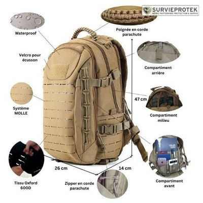 TACTICAL™ Dragon Sac a dos militaire tactique 30 litres survieprotek