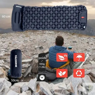 BIVOUAK™ Matelas de Camping Auto-Gonflable Ultra Léger avec Oreillers Intégrés survieprotek