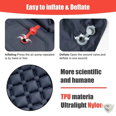 BIVOUAK™ Matelas de Camping Auto-Gonflable Ultra Léger avec Oreillers Intégrés survieprotek