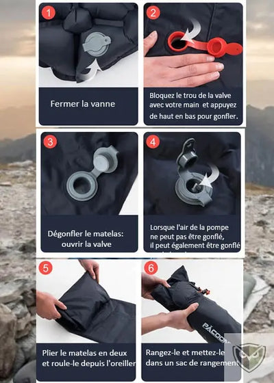 BIVOUAK™ Matelas de Camping Auto-Gonflable Ultra Léger avec Oreillers Intégrés survieprotek