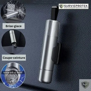 BIVOUAK™ Outil d'Urgence pour Voiture, Brise-Vitre & Coupe-Ceinture survieprotek