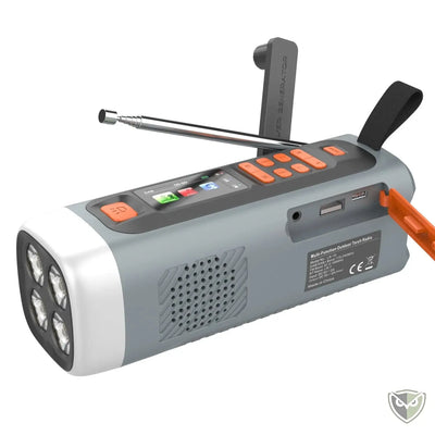 BIVOUAK™ Radio portable multifonction avec recharge solaire et manivelle variante 1