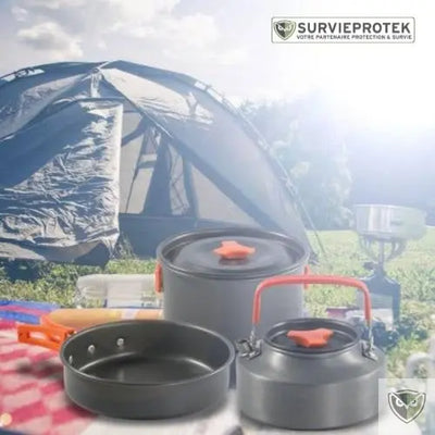 BIVOUAK™ Set de cuisine 6-en-1 compacte et résistante pour la randonnée et le camping couverture