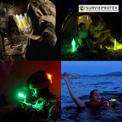 BIVOUAK™ Bâton Cyalume Lumineux - Boîte de 10 survieprotek