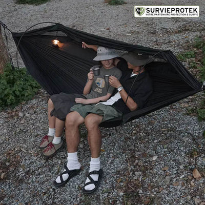 BIVOUAK™ Hamac de Randonnée 2 en 1 avec Moustiquaire Intégrée et Bâche de Protection couverture