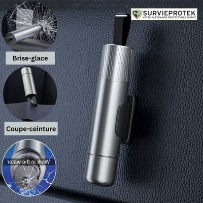 BIVOUAK™ Outil d'Urgence pour Voiture, Brise-Vitre & Coupe-Ceinture survieprotek