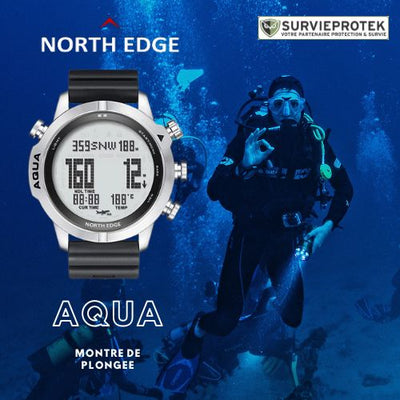 NORTH EDGE™ AQUA Montre Tactique et Ordinateur de Plongée survieprotek