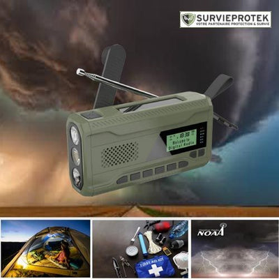 BIVOUAK™ Radio d'Urgence Survie Digitale Dynamo MULTI-FONCTIONS survieprotek