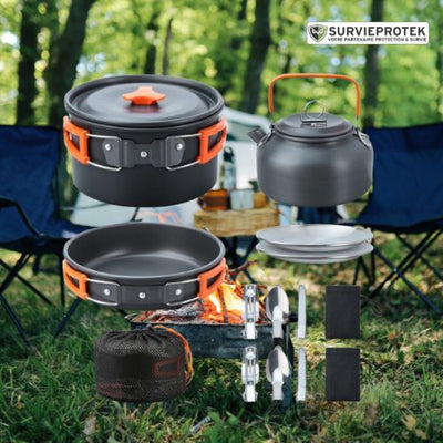 BIVOUAK™ Set de cuisine 6-en-1 compact et résistant pour la randonnée et le camping survieprotek