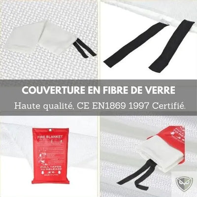 BIVOUAK™ Couverture Anti-Feu Ignifuge en Fibre de Verre de 200 x 200 cm survieprotek
