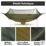 Hamac Moustiquaire Integrée et Bache details techniques