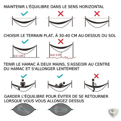 Comment garder l'equilibre dans Hamac Moustiquaire Integrée et Bache