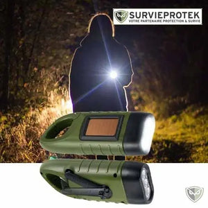 Bivouak™ Lampe Torche Dynamo Solaire d'Urgence