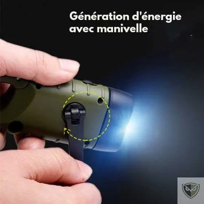 Bivouak™ Lampe Torche Dynamo Solaire d'Urgence generation d'energie avec manivelle