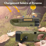 Bivouak™ Lampe Torche Dynamo Solaire d'Urgence chargement solaire et dynamo