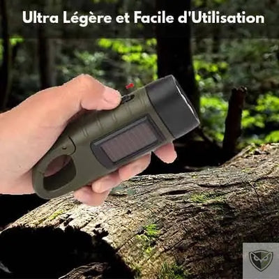 Bivouak™ Lampe Torche Dynamo Solaire d'Urgence ultra legere et facile d'utilisation