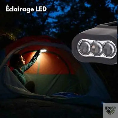 Bivouak™ Lampe Torche Dynamo Solaire d'Urgence eclairage LED