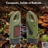 Bivouak™ Lampe Torche Dynamo Solaire d'Urgence compacte solide et robuste