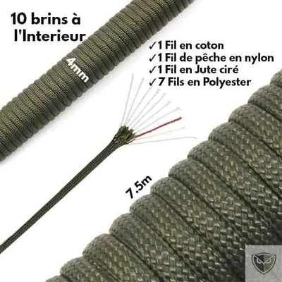 Bivouak™ Paracorde 550 de Survie Multi-fonctions 10 brins a l'interieur