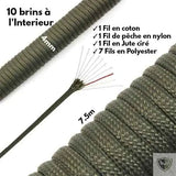 Bivouak™ Paracorde 550 de Survie Multi-fonctions 10 brins a l'interieur