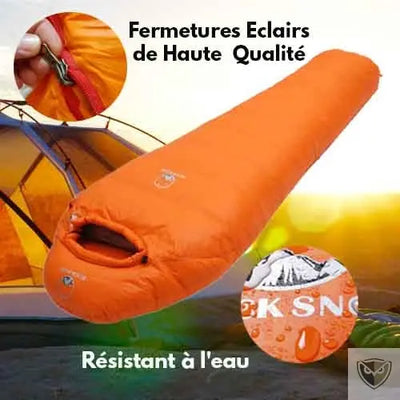 Sac de couchage en duvet pour temps froid 0 degré léger sac de couchage momie portable Sac de couchage en duvet pour temps froid 0 degré léger sac de couchage momie portable