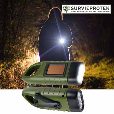 Bivouak™ Lampe Torche Dynamo Solaire d'Urgence