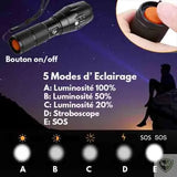 CHUSTAR™ Lampe Torche V6 LED Tactique de Poche Etanche survieprotek