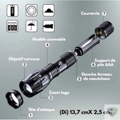 CHUSTAR™ Lampe Torche V6 LED Tactique de Poche Etanche survieprotek