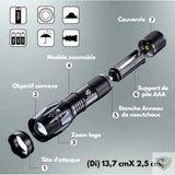 CHUSTAR™ Lampe Torche V6 LED Tactique de Poche Etanche survieprotek