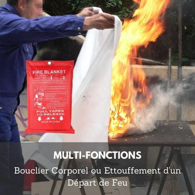 BIVOUAK™ Couverture Anti-Feu Ignifuge en Fibre de Verre de 200 x 200 cm survieprotek