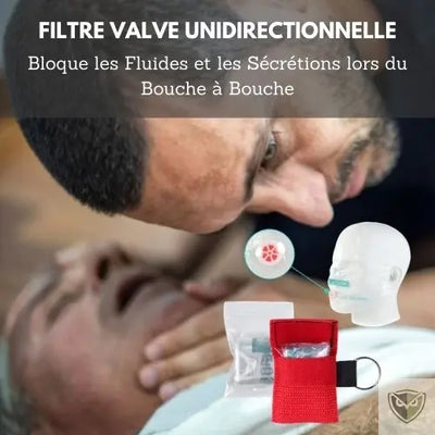 EMS™ Ecran Facial de Réanimation RCP avec Anneau Porte-clés. 50/20 Pcs survieprotek