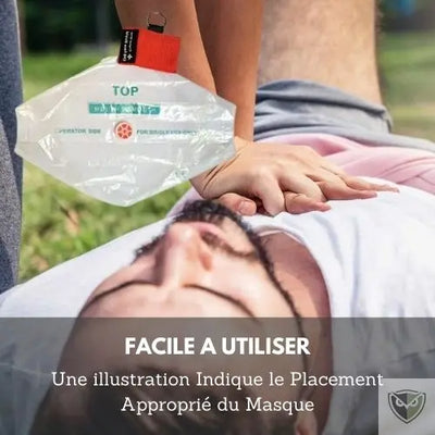 EMS™ Ecran Facial de Réanimation RCP avec Anneau Porte-clés. 50/20 Pcs survieprotek