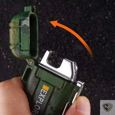 Explorer™ Briquet tempete electrique USB à arc sans flamme briquet de survie a ouverture facile