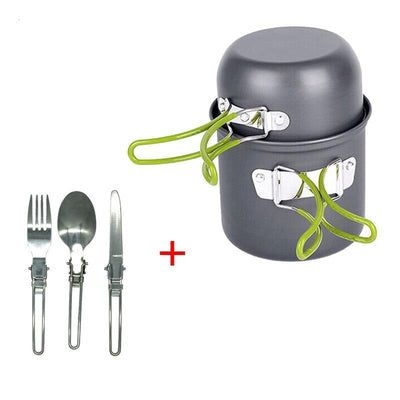 BIVOUAK™ Set de cuisine camping avec mini réchaud à gaz survieprotek
