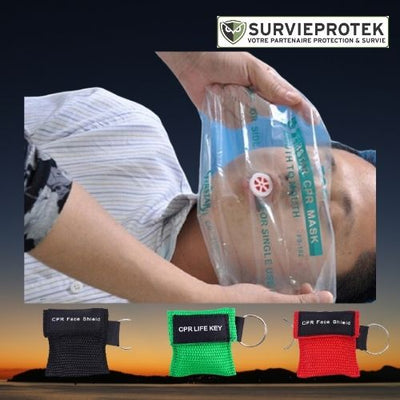EMS™ Ecran Facial de Réanimation RCP avec Anneau Porte-clés. 50/20 Pcs survieprotek