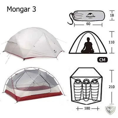 NATUREHIKE™ Mongar Tente Igloo de Randonnée Ultra Légère 3 Saisons survieprotek