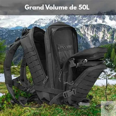 Tactical™ Sac a Dos Militaire Tactique 50 Litres avec plusieurs espaces de rangement