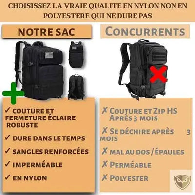 Tactical™ Sac a Dos Militaire Tactique 50 Litres  sac a dos homme solide