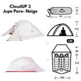 Naturehike™ Cloud Up Tente Dome de Randonnée Ultra Légère 4 Saisons