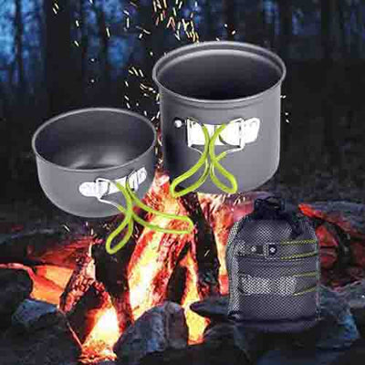 BIVOUAK™ Set de cuisine camping avec mini réchaud à gaz survieprotek