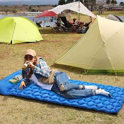 Matelas gonflable d'extérieur ultraléger, coussin de couchage pour camping,  pompe intégrée, polymères d'air avec oreiller, randonnée, sac à dos, voyage  - AliExpress