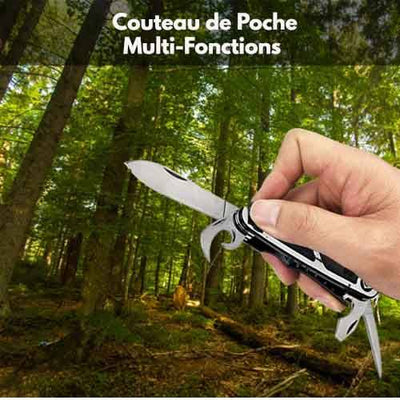 Couteau de poche pliant multifonctionnel en acier inoxydable pour camping,  survie et activités de plein air.